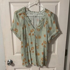 Floral Green Blouse